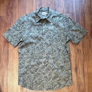 Faherty Men's Olive Floral Button Down Shirt